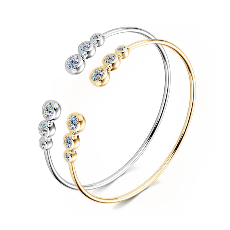 Bezel-Set Moissanite Open Cuff Bracelet in 925 Sterling Silver