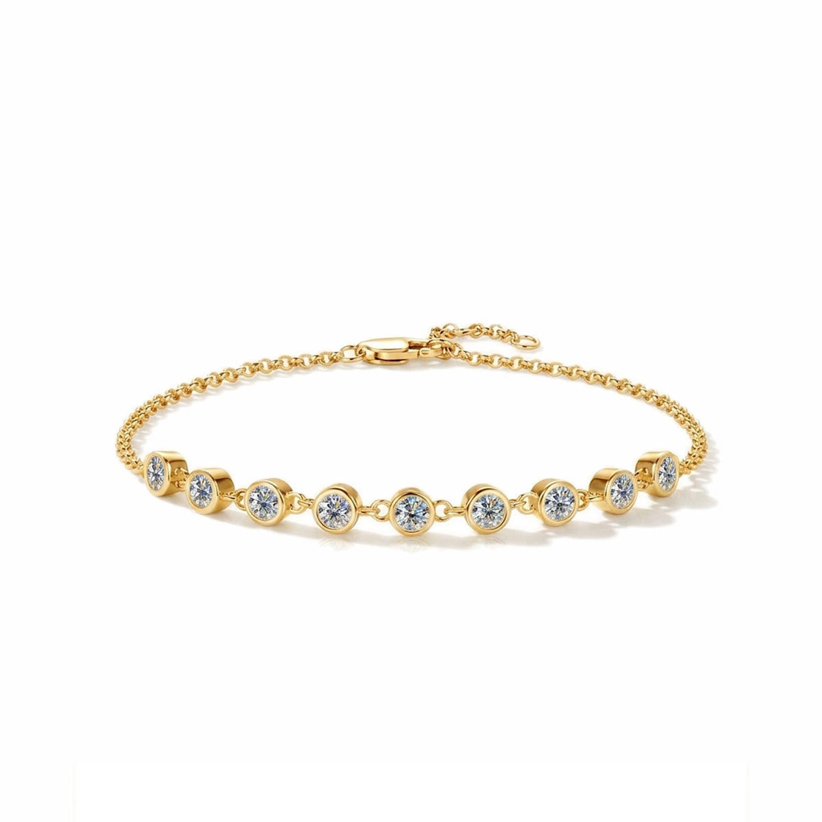Elegant Bezel-Set Moissanite Station Bracelet - S925 Sterling Silver Quiet Luxury Fine Jewelry