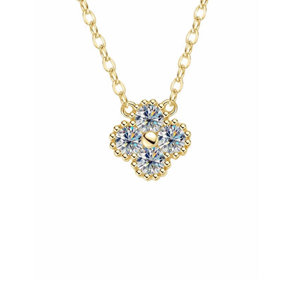 Four-Leaf Clover S925 Sterling Silver Moissanite Pendant Necklace
