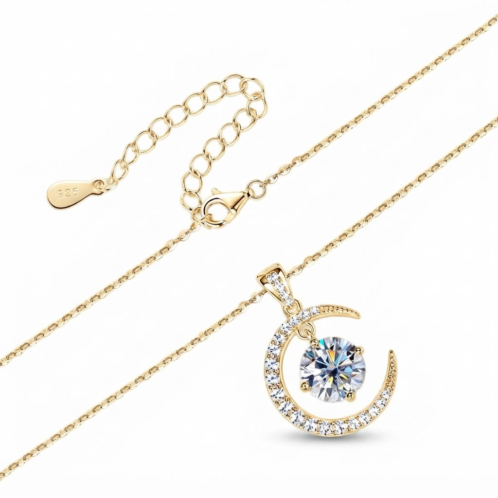 Celestial Sun & Moon Twisted Fate Moissanite Necklace