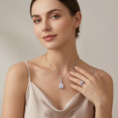 Dazzling Pear Moissanite Solitaire Necklace