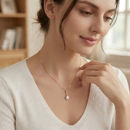 Dazzling Pear Moissanite Solitaire Necklace