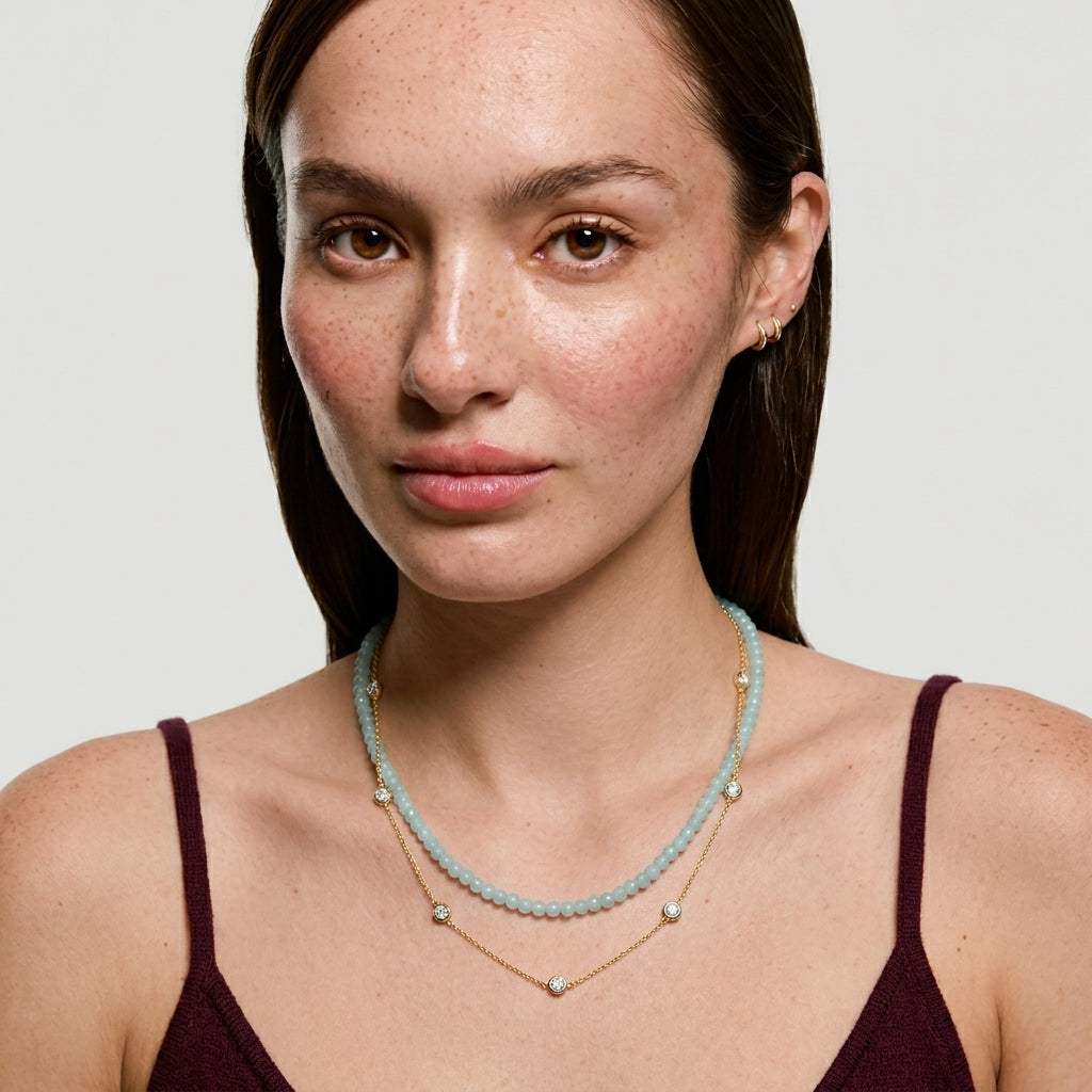 AMOUVA Station Moissanite Necklace in Sterling Silver