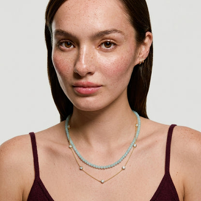 AMOUVA Station Moissanite Necklace in Sterling Silver
