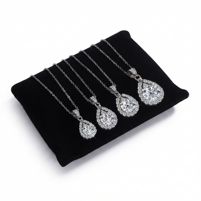 Colored Mermaid Tears Teardrop Halo Necklace