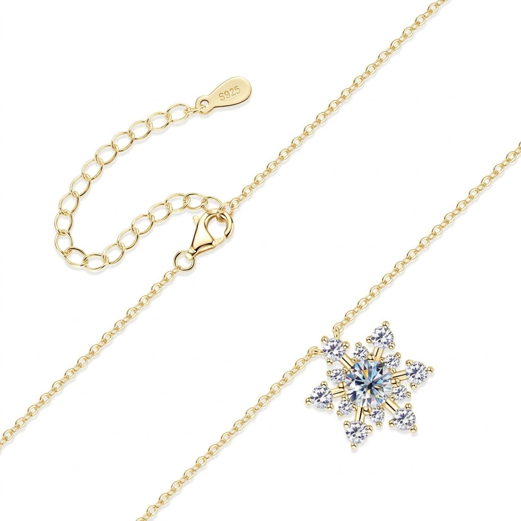 Winter's Kiss Snowflake Moissanite Silver Necklace