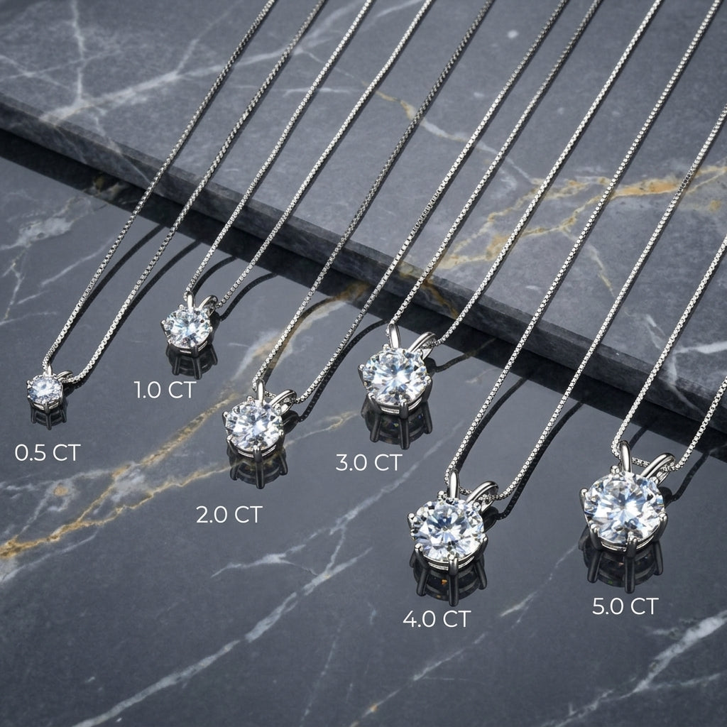 Classic Six-Prong Moissanite Solitaire Necklace - S925 Sterling Silver Brilliant Cut Pendant for Women