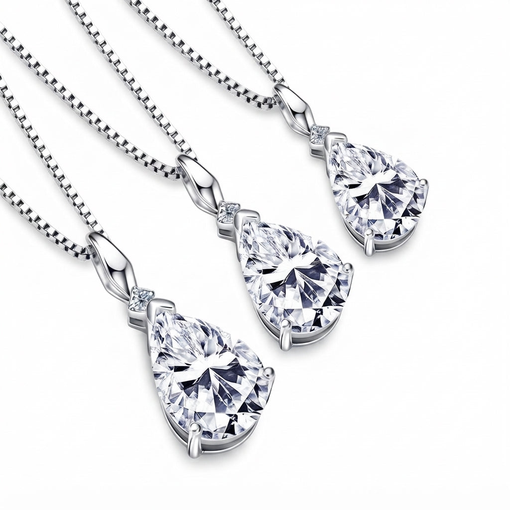 Dazzling Pear Moissanite Solitaire Necklace
