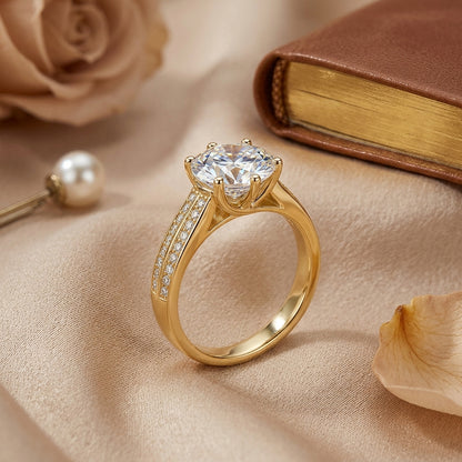 Golden Radiance Solitaire Ring