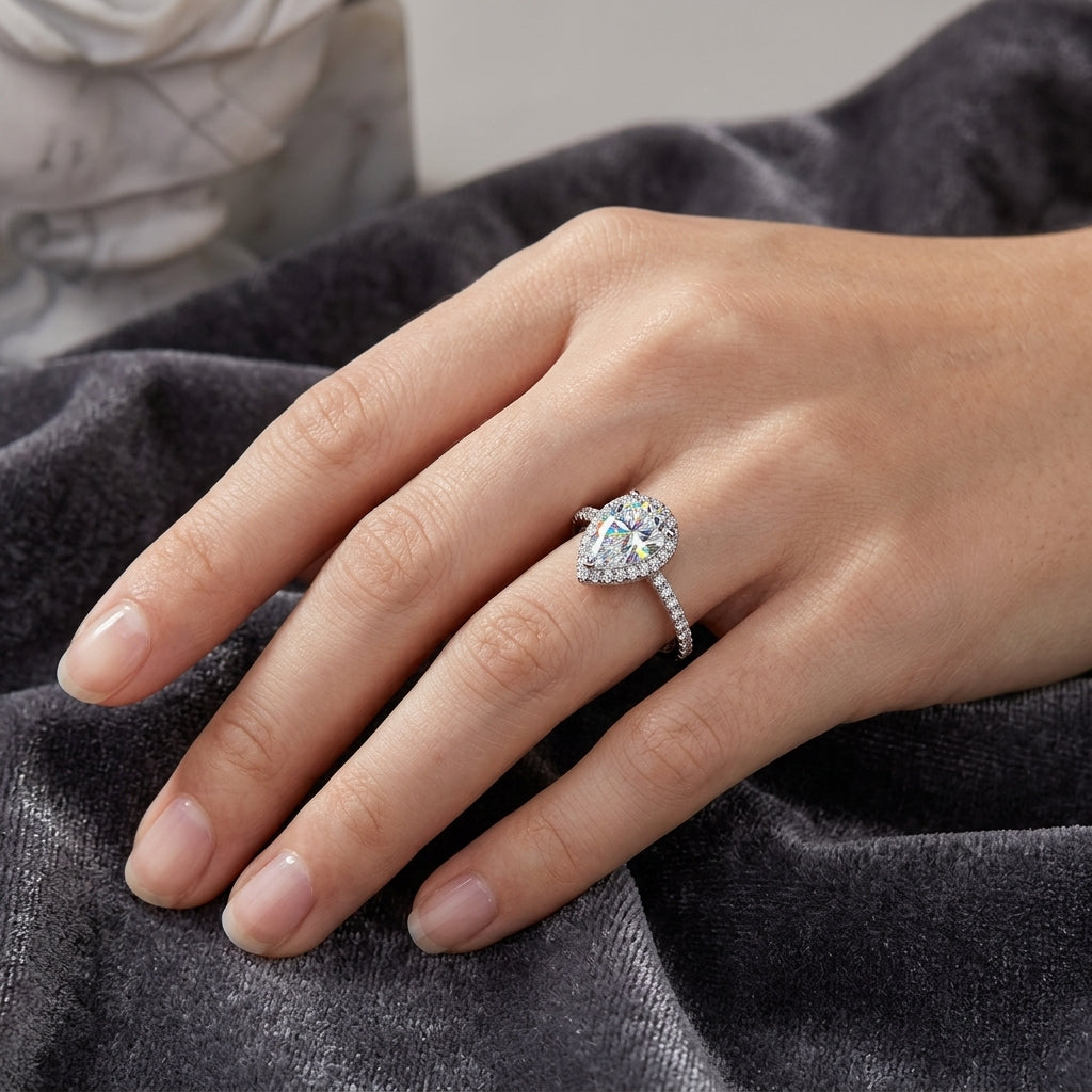 AMOUVA S925 Luxury Pear Moissanite Ring