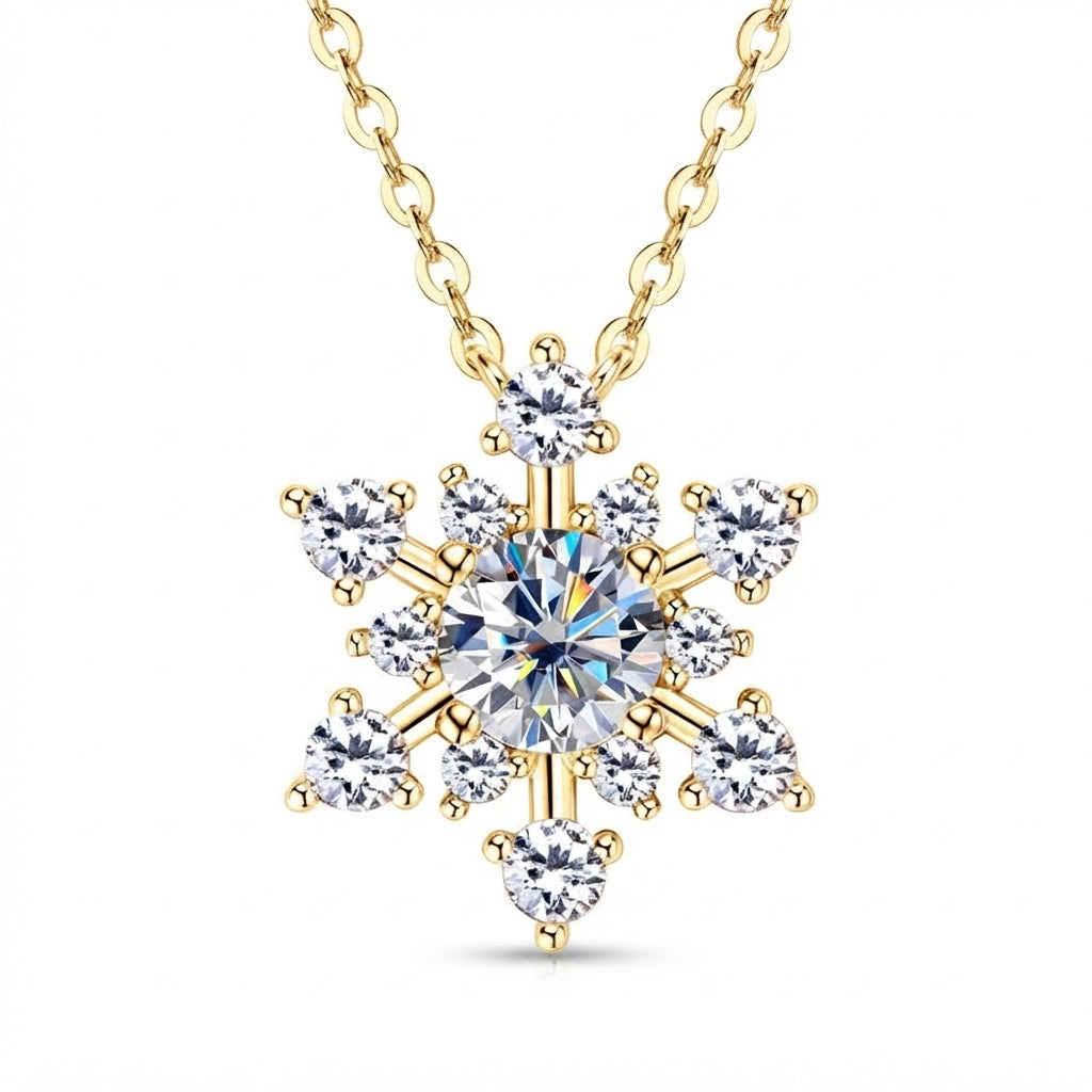 Winter's Kiss Snowflake Moissanite Silver Necklace