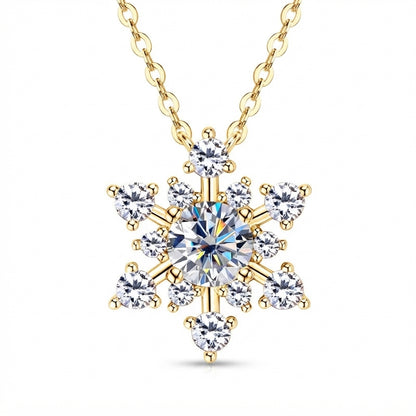 Winter's Kiss Snowflake Moissanite Silver Necklace