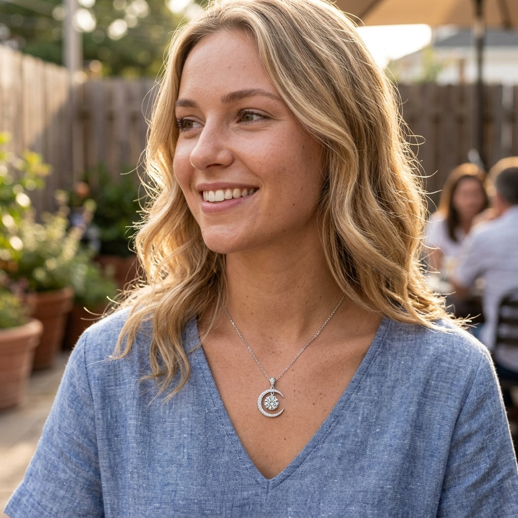 Celestial Sun & Moon Twisted Fate Moissanite Necklace
