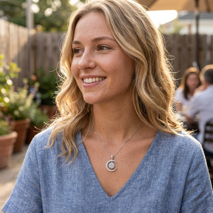 Celestial Sun & Moon Twisted Fate Moissanite Necklace