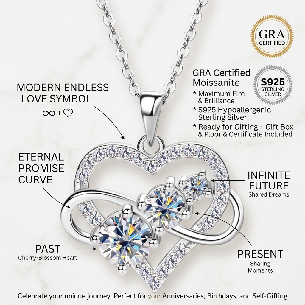 Infinity & Heart Necklace Sterling Silver Necklace