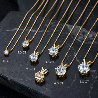 Classic Six-Prong Moissanite Solitaire Necklace - S925 Sterling Silver Brilliant Cut Pendant for Women
