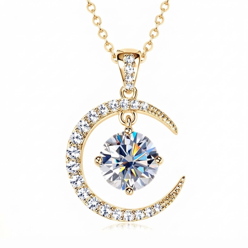 Celestial Sun & Moon Twisted Fate Moissanite Necklace