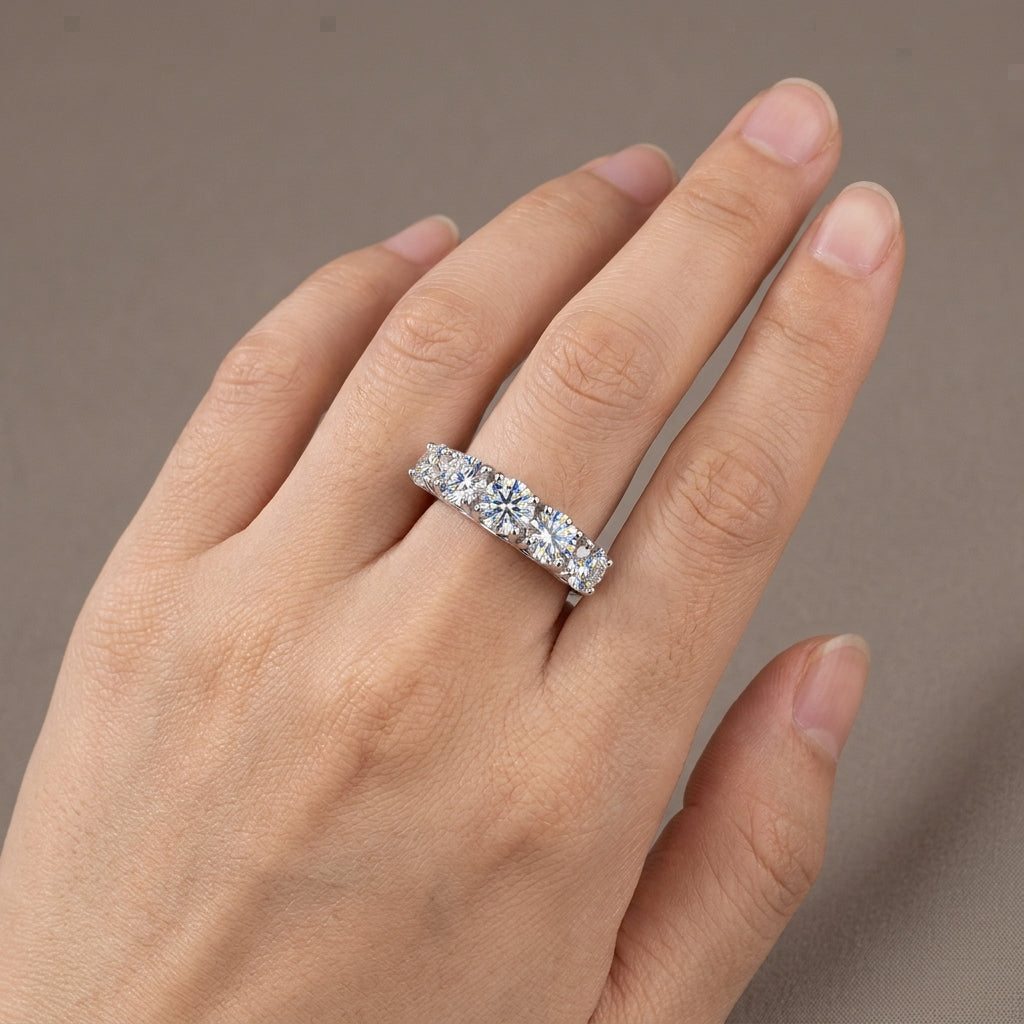 Brilliant 3.6ct Five-Stone Moissanite Eternity Ring