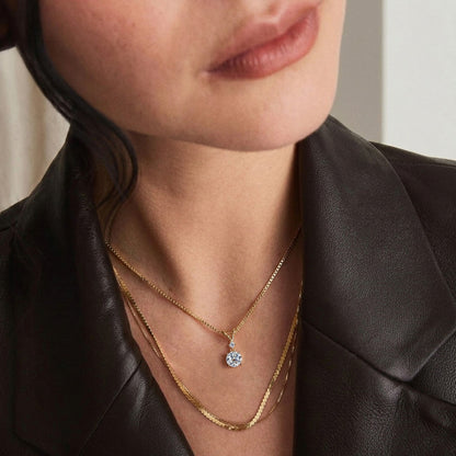 925 Sterling Silver Moissanite Pendant Necklace Dainty Sparkly Diamond-Cut Moissanite Jewelry Anniversary Gift  for Women