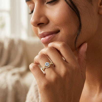 Classic 1-Carat Six-Prong Moissanite Engagement Ring - S925 Sterling Silver Twisted Band for Women