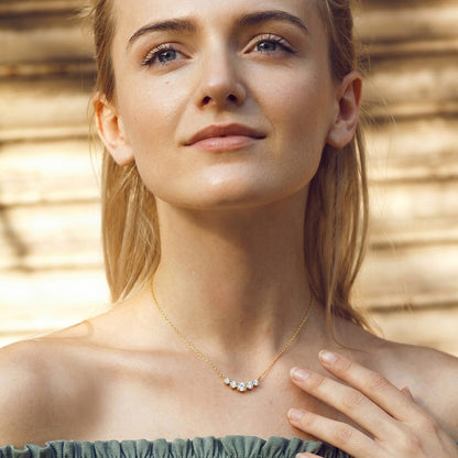Artisan Smile Moissanite Necklace - S925 Sterling Silver Dainty Collarbone Chain Niche Design for Women