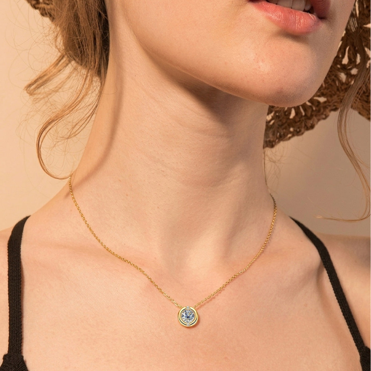 French Bubble Moissanite Necklace - S925 Sterling Silver Sparkling Solitaire Pendant