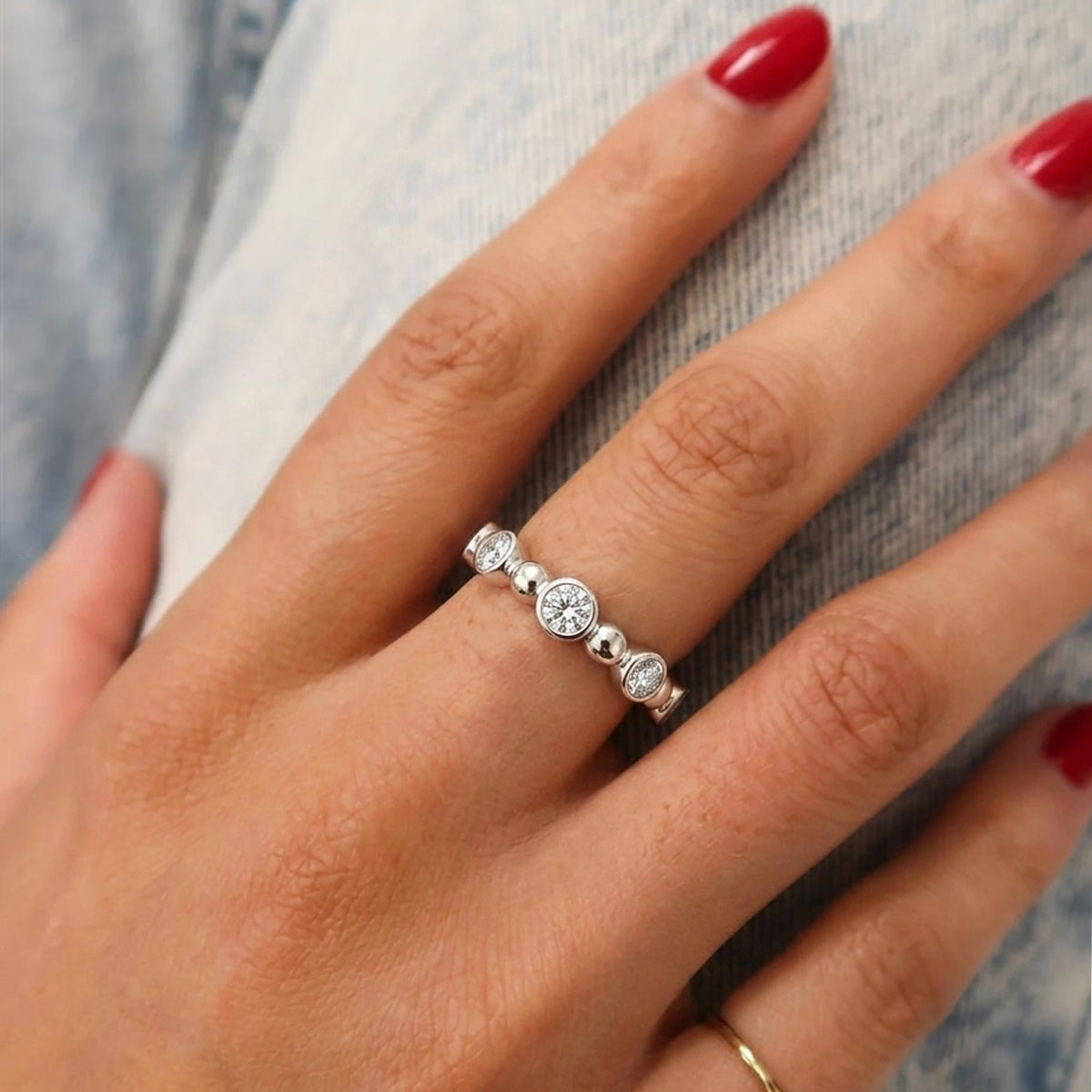 Elegant Five-Stone Moissanite Band - S925 Sterling Silver Niche Design Fine Jewelry
