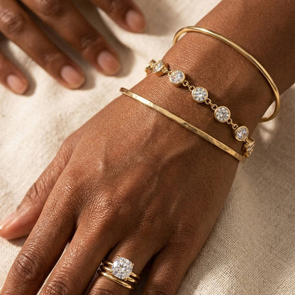 Elegant Bezel-Set Moissanite Station Bracelet - S925 Sterling Silver Quiet Luxury Fine Jewelry