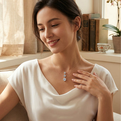 Artisan Mermaid's Tear D Color Moissanite Necklace - Sparkling S925 Sterling Silver Teardrop Pendant for Women
