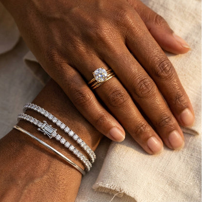 Minimalist Moissanite Station Tennis Chain Bracelet - S925 Sterling Silver Fine Jewelry
