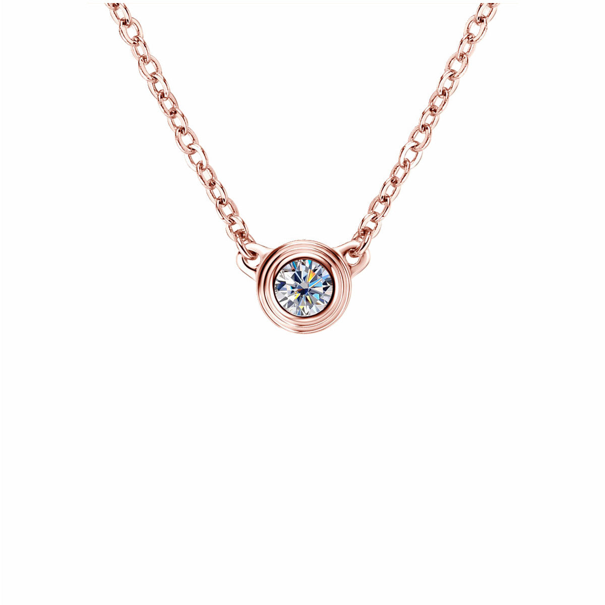 Timeless Round Solitaire Moissanite Necklace - S925 Sterling Silver Minimalist Daily Essential Fine Jewelry