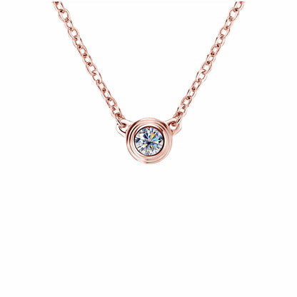 Timeless Round Solitaire Moissanite Necklace - S925 Sterling Silver Minimalist Daily Essential Fine Jewelry
