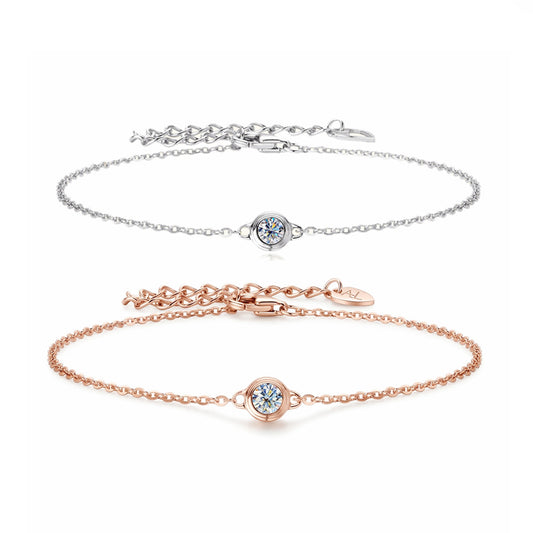 Delicate 0.1-Carat Bubble Moissanite Gold/Rose Gold/Silver Bracelet For Women