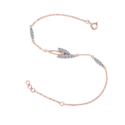 Sparkling Moissanite Willow Leaf Silver Bracelet