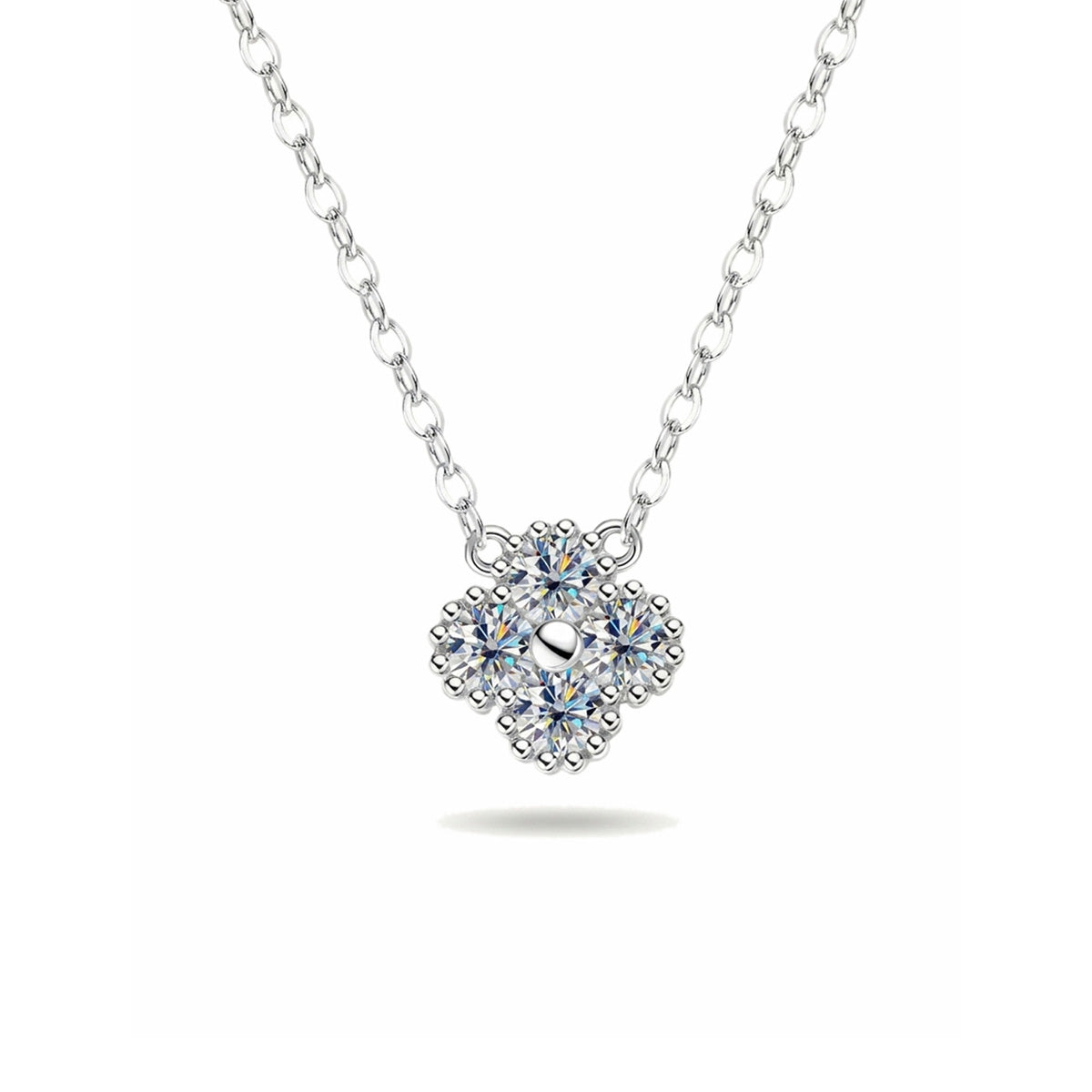 Four-Leaf Clover S925 Sterling Silver Moissanite Pendant Necklace