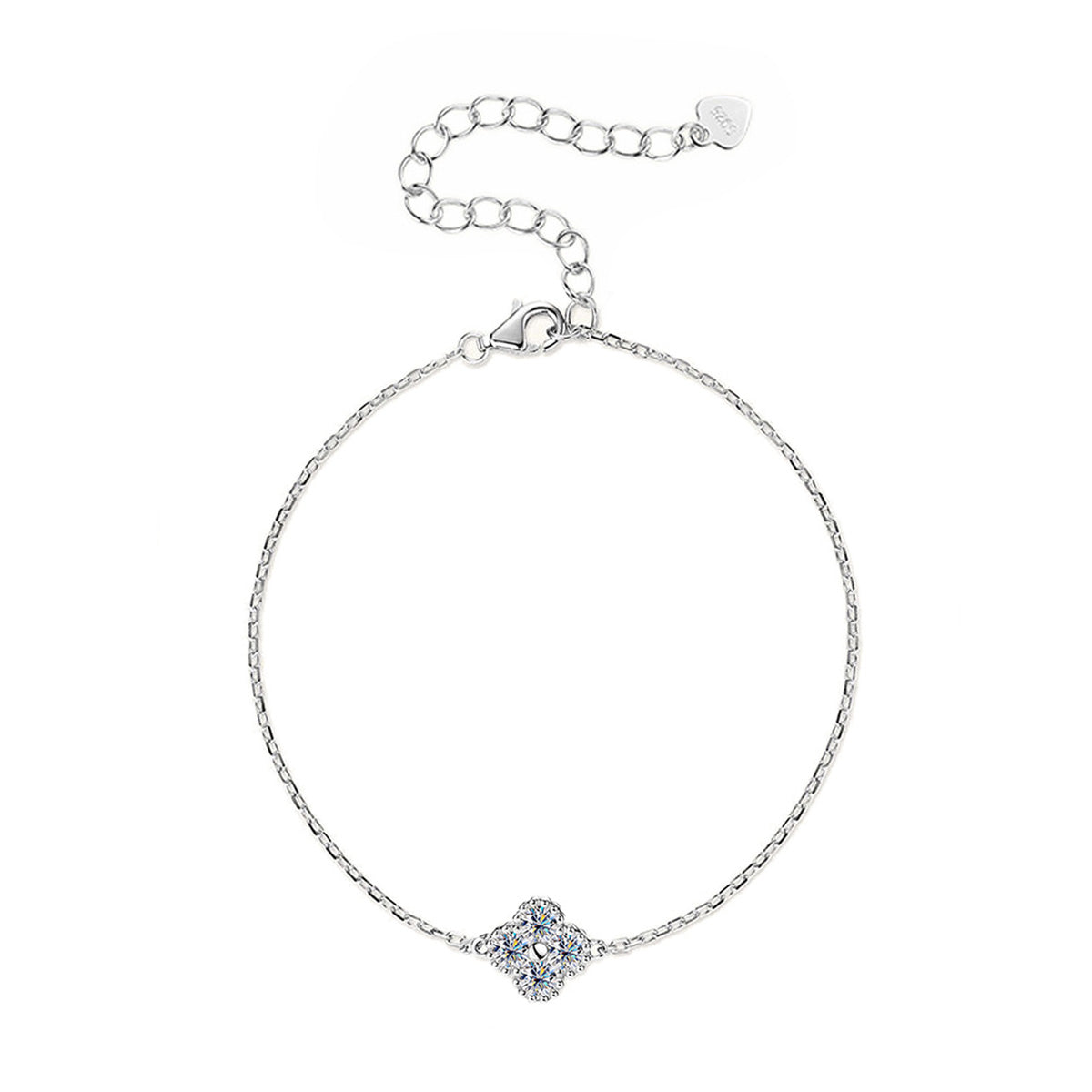Elegant Four-Leaf Clover Moissanite Bracelet - S925 Sterling Silver Niche Design Fine Jewelry