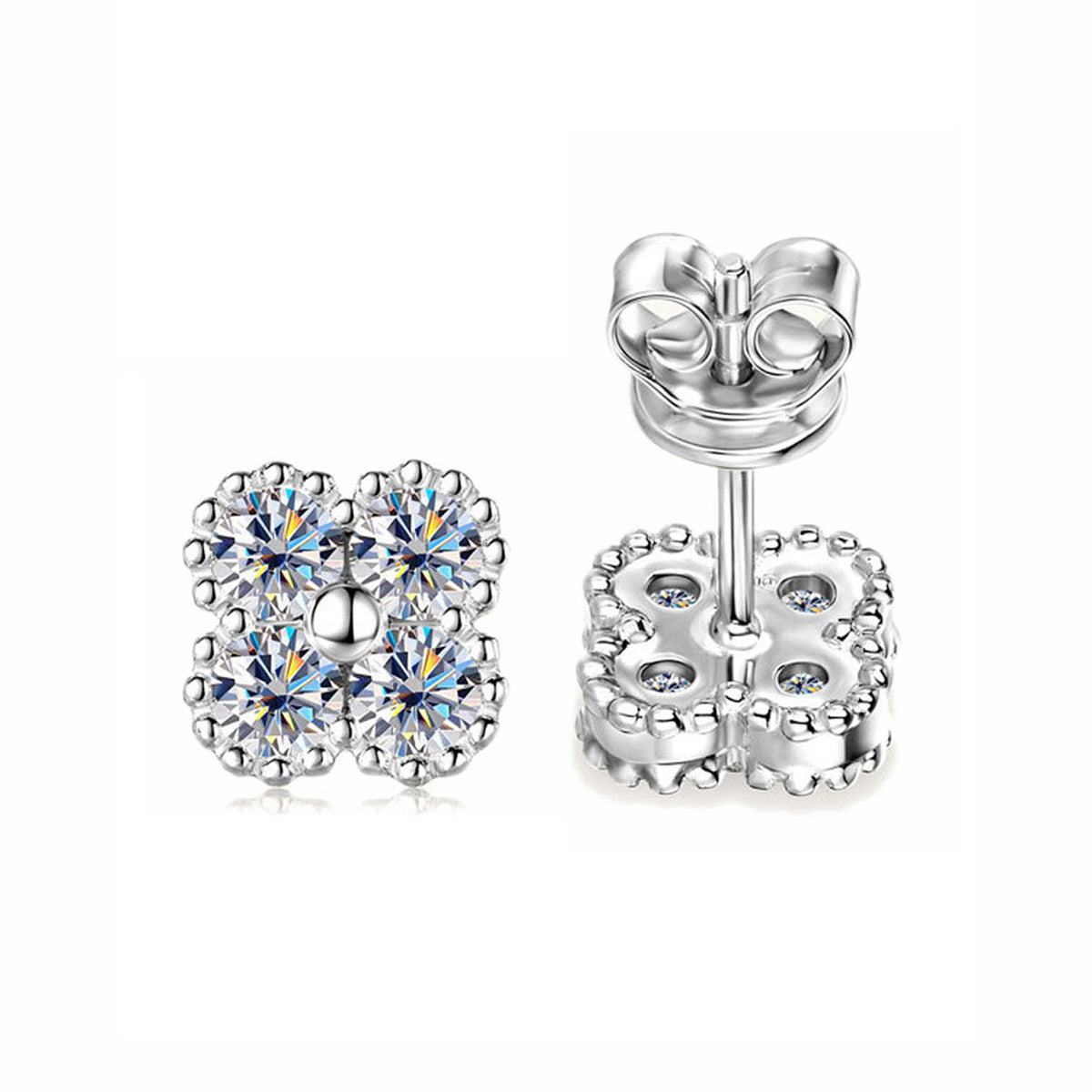 Minimalist Clover Moissanite Stud Earrings - Sparkling S925 Sterling Silver Niche Design
