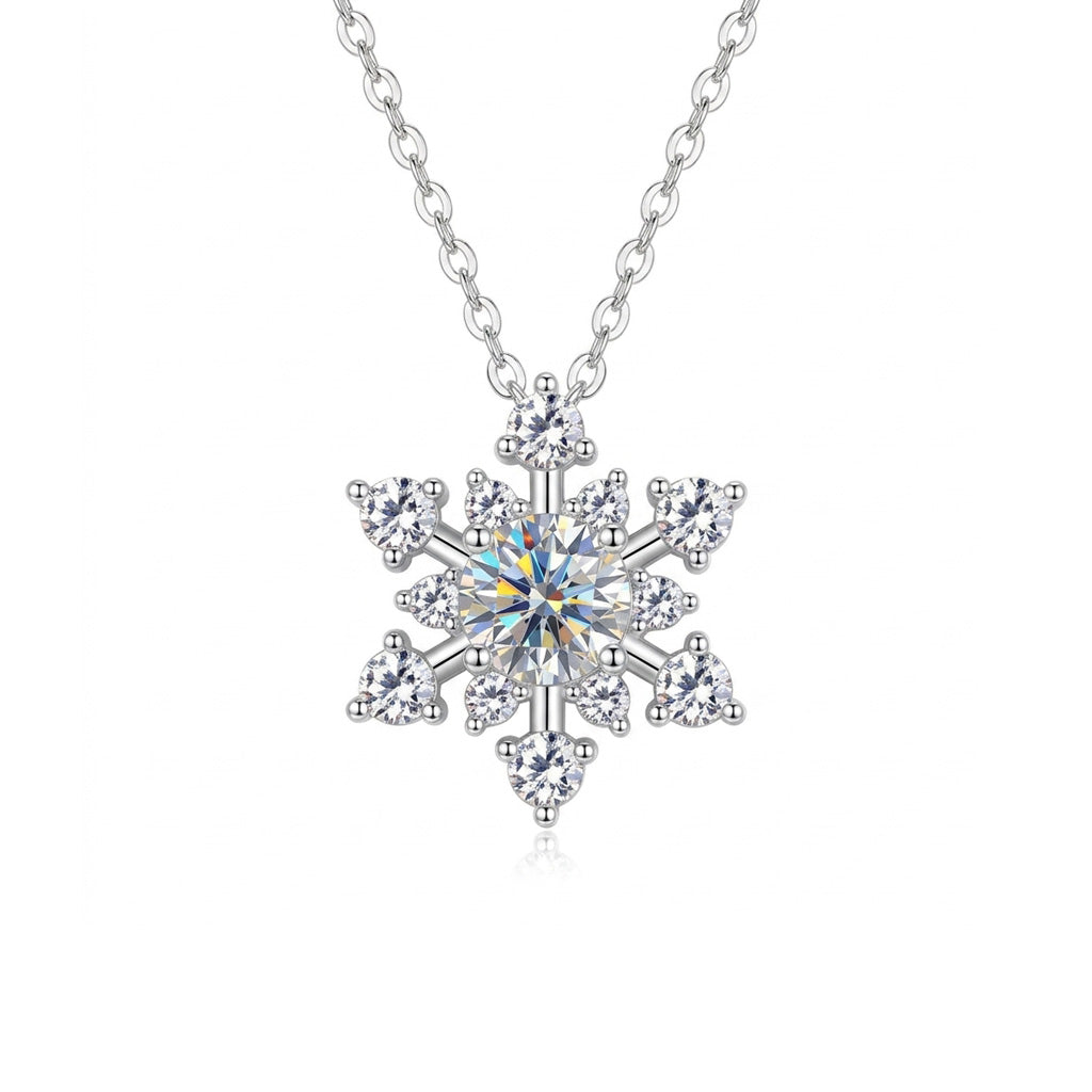 Winter's Kiss Snowflake Moissanite Silver Necklace