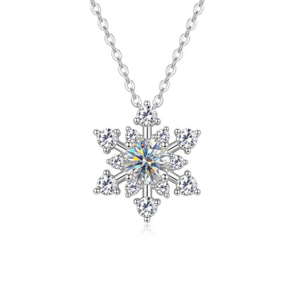 Winter's Kiss Snowflake Moissanite Silver Necklace