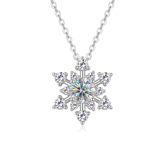 Winter's Kiss Snowflake Moissanite Silver Necklace