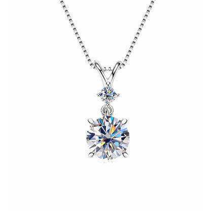 925 Sterling Silver Moissanite Pendant Necklace Dainty Sparkly Diamond-Cut Moissanite Jewelry Anniversary Gift  for Women