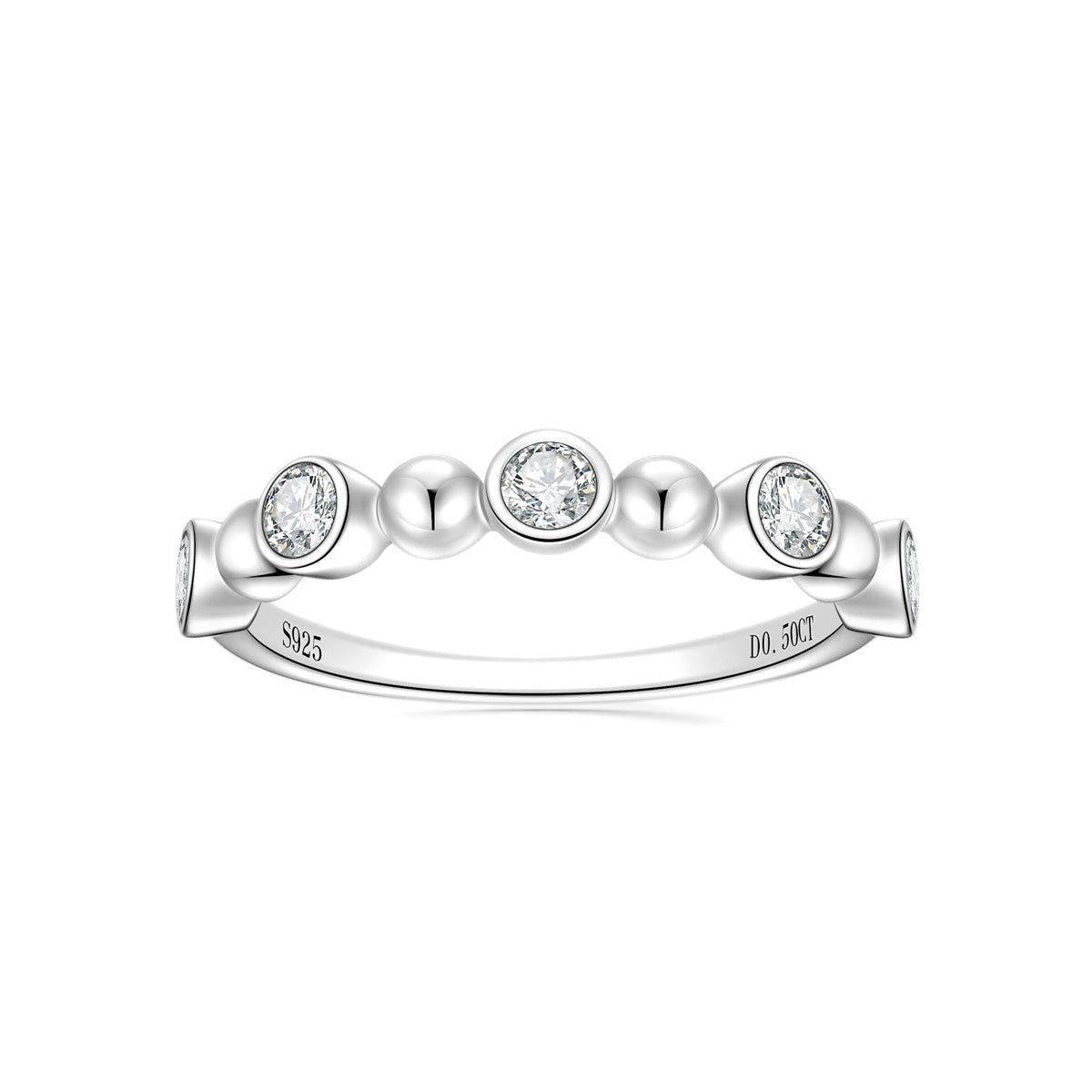 Elegant Five-Stone Moissanite Band - S925 Sterling Silver Niche Design Fine Jewelry