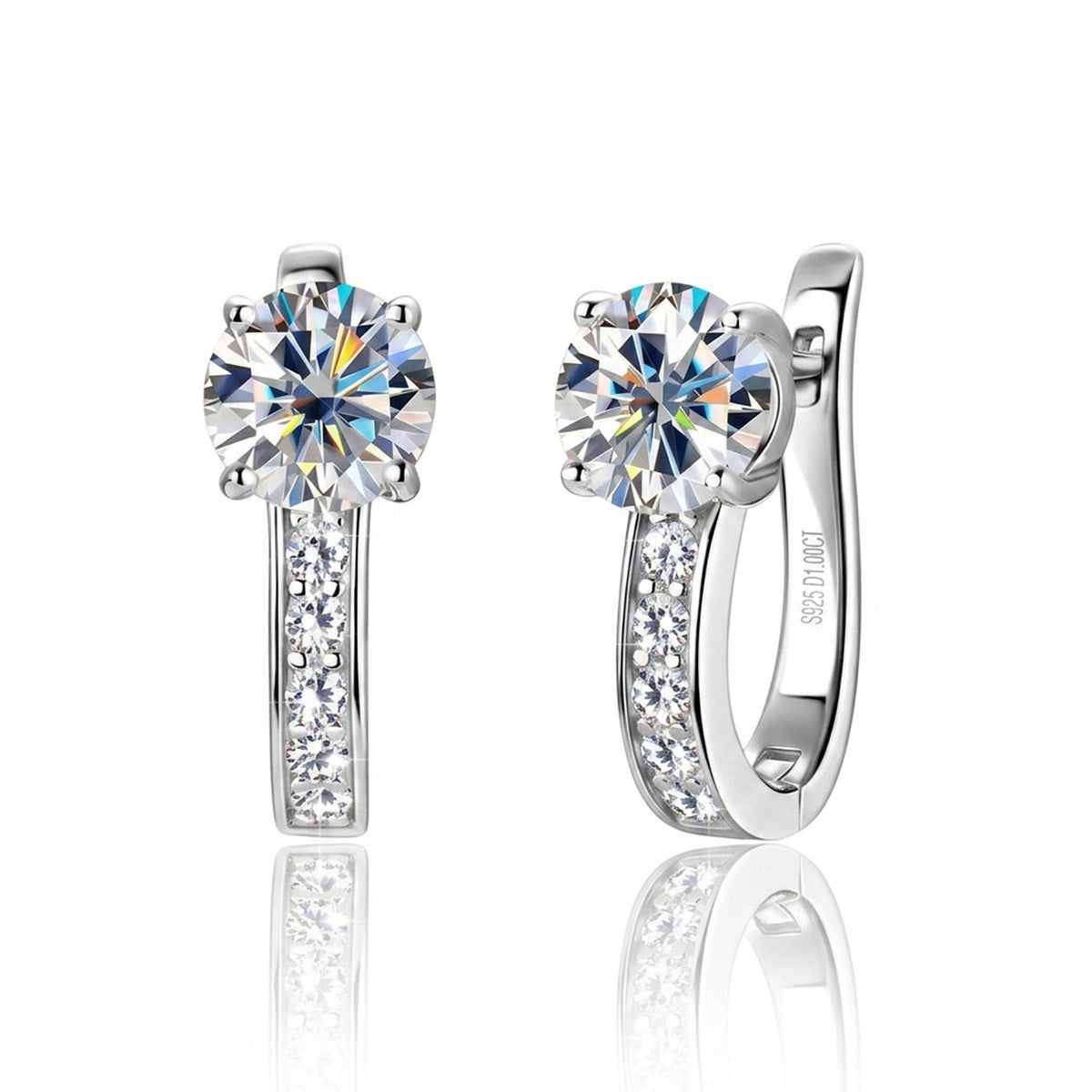 Chic Micro-Pave Moissanite Hoop Earrings - S925 Sterling Silver Niche Design Solitaire Ear Buckles for Women