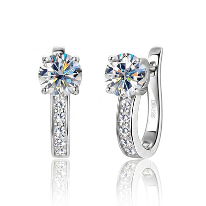 Chic Micro-Pave Moissanite Hoop Earrings - S925 Sterling Silver Niche Design Solitaire Ear Buckles for Women