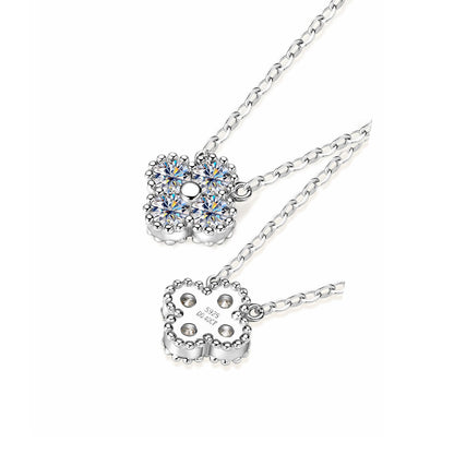 Four-Leaf Clover S925 Sterling Silver Moissanite Pendant Necklace