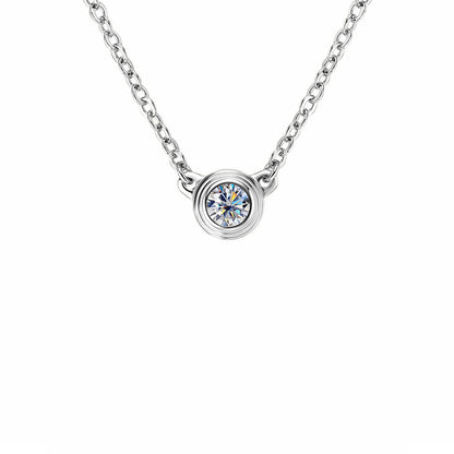Timeless Round Solitaire Moissanite Necklace - S925 Sterling Silver Minimalist Daily Essential Fine Jewelry