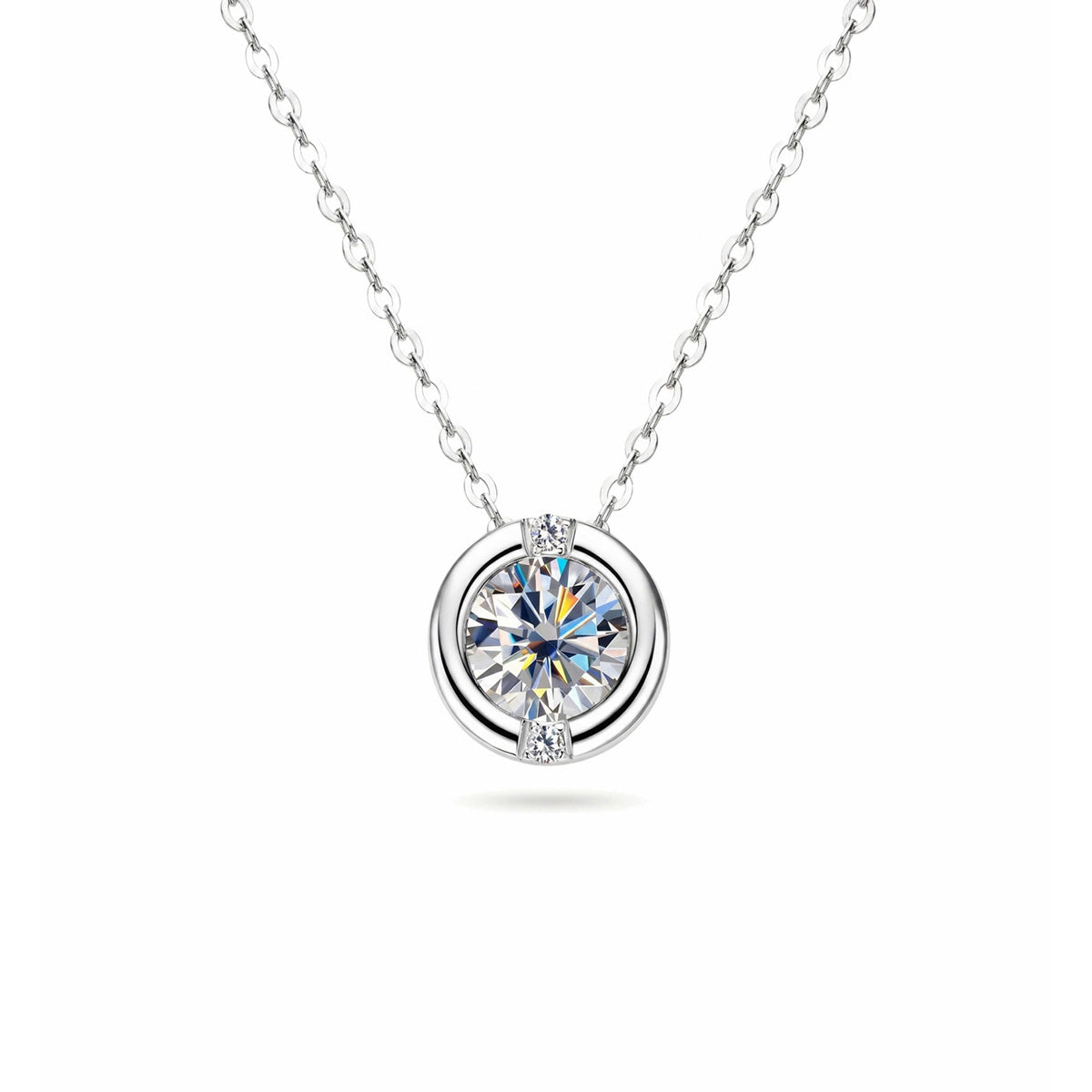 French Bubble Moissanite Necklace - S925 Sterling Silver Sparkling Solitaire Pendant