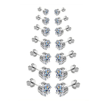Minimalist 6-Prong Moissanite Studs - Sleek S925 Silver Everyday Fine Jewelry