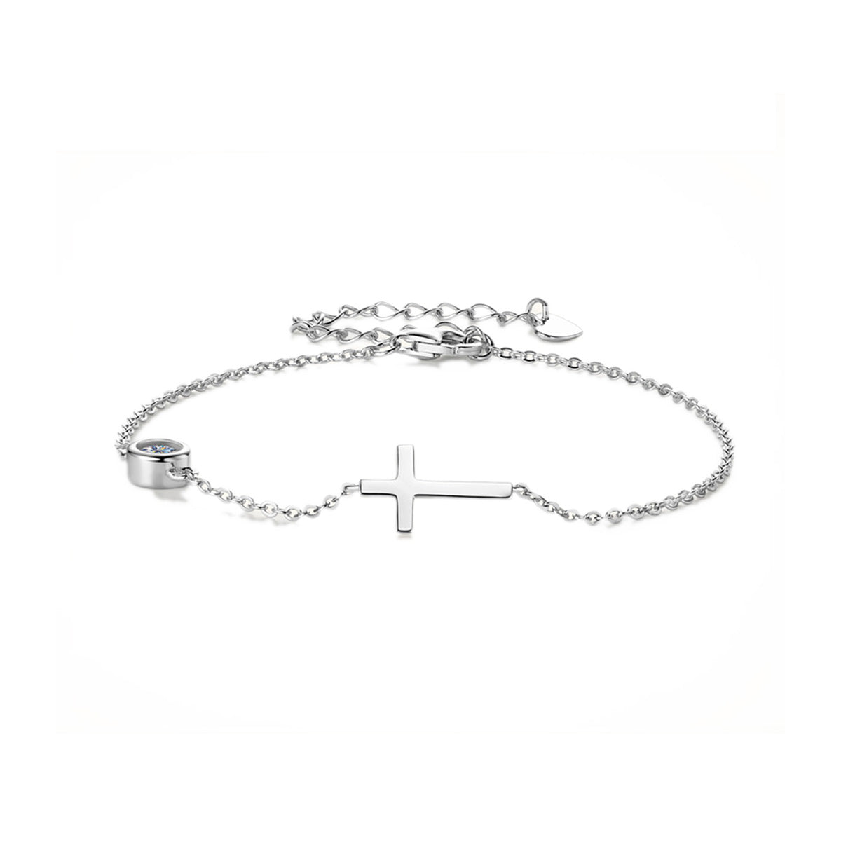 Delicate Cross Moissanite Chain Bracelet 925 Sterling Silver Jewelry