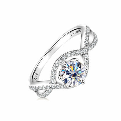 Classic 1-Carat Six-Prong Moissanite Engagement Ring - S925 Sterling Silver Twisted Band for Women